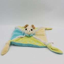 Doudou plat carré bleu vert Sophie la girafe VULLI