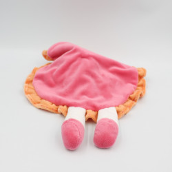 Doudou plat rond ours blanc orange rose pois NICOTOY