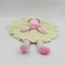 Doudou plat rond vache verte rose NICOTOY