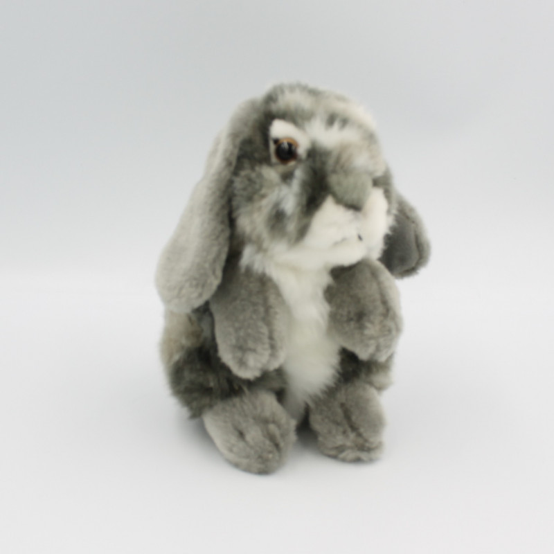 Peluche lapin gris blanc toute douce GIPSY