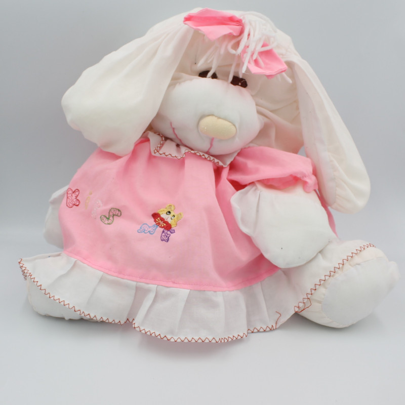 Peluche Puffalump chien rose robe fleurs Kiss me