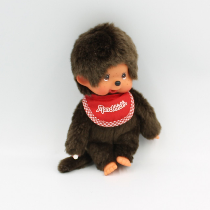 Peluche Singe Kiki Monchhichi avec bavoir rouge SEKIGUCHI
