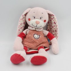 Doudou lapin rose fleurs oiseau mouchoir TEX BABY