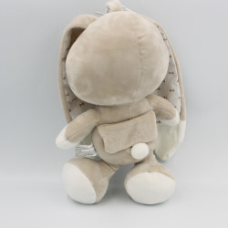 Doudou veilleuse lapin beige blanc noeuds AUCHAN BABY