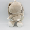 Doudou veilleuse lapin beige blanc noeuds AUCHAN BABY
