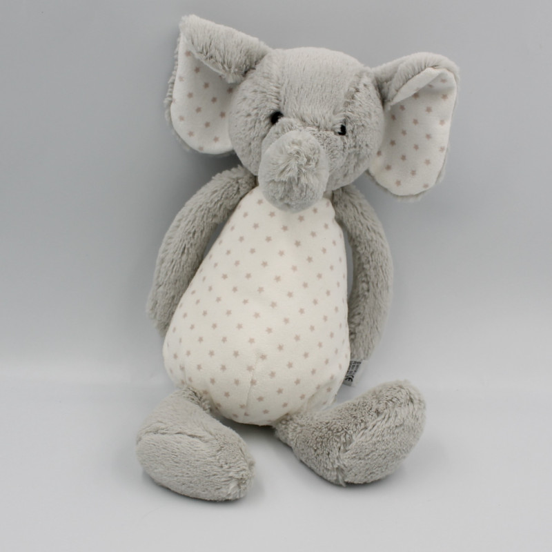 Doudou peluche éléphant gris blanc étoiles JELLYCAT