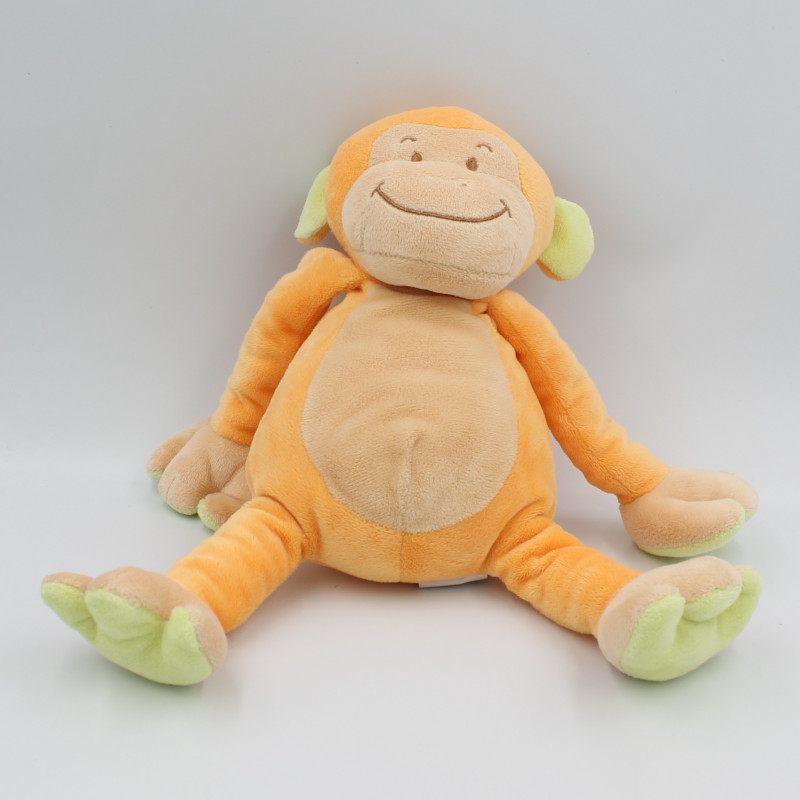 Doudou singe orange vert BENGY