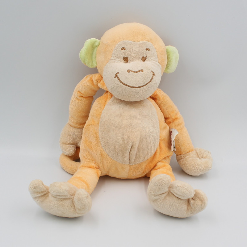 Doudou singe orange vert BENGY