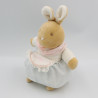 Doudou lapin robe rayé bleu tablier Mrs Rabbit EDEN