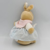 Doudou lapin robe rayé bleu tablier Mrs Rabbit EDEN