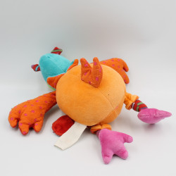 Doudou musical oiseau chouette orange rouge bleu vert Dragobert MOULIN ROTY