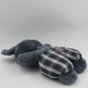 Ancienne peluche lapin bleu marine carreaux NOUNOURS