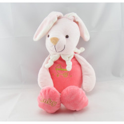 Doudou marionnette lapin rose avec bébé PLAYKIDS