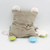 Doudou coussin ours gris blanc bleu bébé lapin hochet OBAIBI