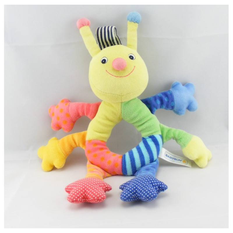 Doudou plat  insecte abeille multicolore BABYSUN 