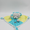 Doudou plat lapin gris bleu vert rayé si mignon Simba Toys