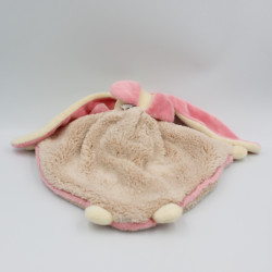 Doudou plat triangle lapin beige rose écru col pétale BUKOWSKI