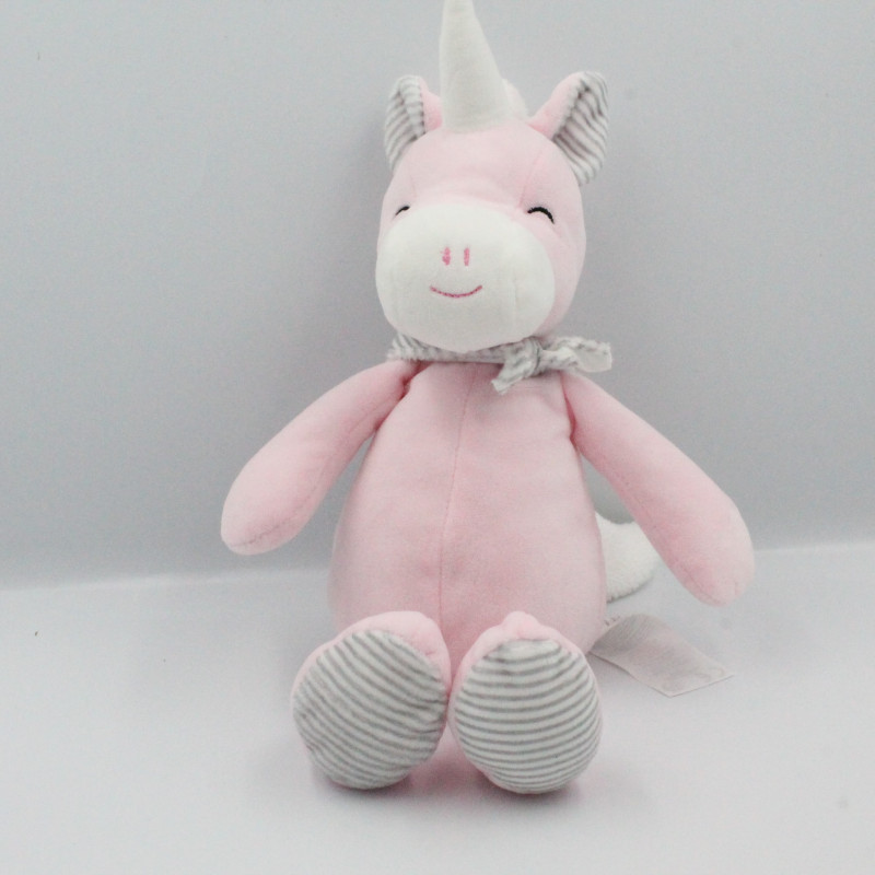 Doudou licorne rose blanc mauve TOM & KIDDY TOMKIDS