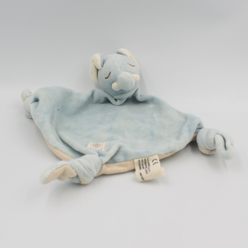 Doudou plat éléphant bleu beige KIABI SIMBA DICKIE