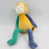 Doudou musical singe jaune bleu vert SUCRE D'ORGE