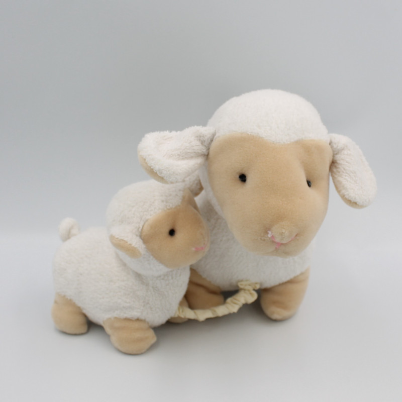 Doudou musical mouton blanc beige bébé PBK