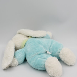 Doudou lapin blanc bleu vert TEX BABY