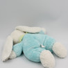 Doudou lapin blanc bleu vert TEX BABY