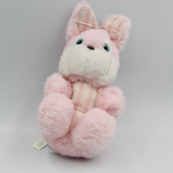 Doudou peluche lapin rose blanc rayé TARTINE ET CHOCOLAT