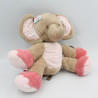 Doudou éléphant beige rose bleu fleurs Charlotte NATTOU25 cm