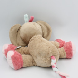 Doudou éléphant beige rose bleu fleurs Charlotte NATTOU25 cm
