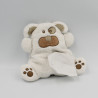 Doudou et compagnie semi plat chien blanc marron mouchoir