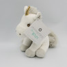 Doudou peluche licorne blanche grise ATMOSPHERA