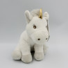 Doudou peluche licorne blanche grise ATMOSPHERA