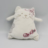 Doudou semi plat chat blanc fleur TAPE A L'OEIL