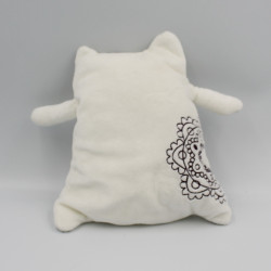 Doudou semi plat chat blanc fleur TAPE A L'OEIL