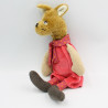 Peluche kangourou marron salopette rouge écharpe pois