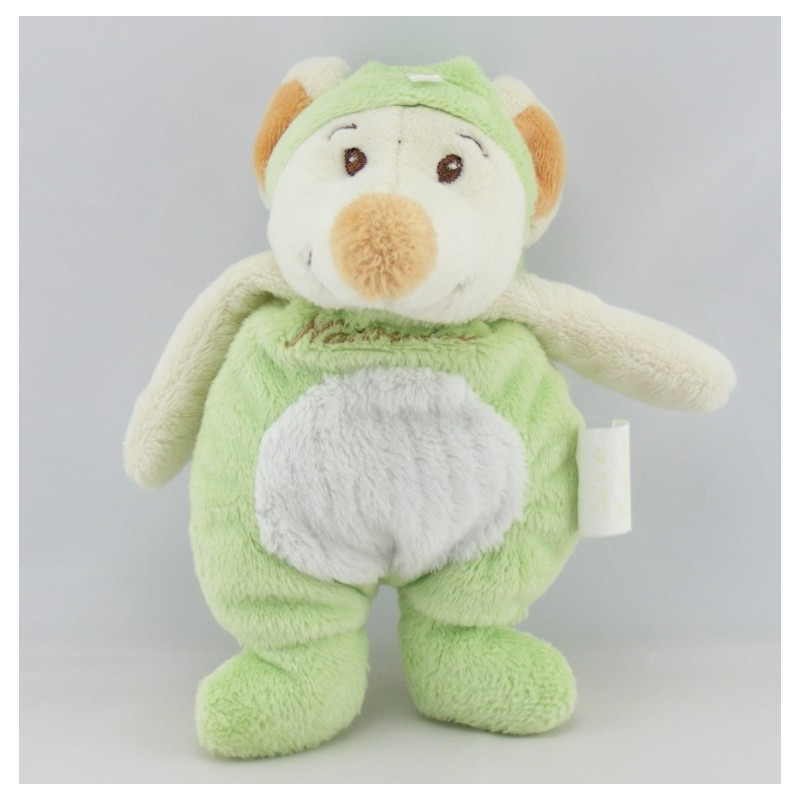 Doudou plat ours bleu blanc Natoudou EVEIL ET TENDRESSE