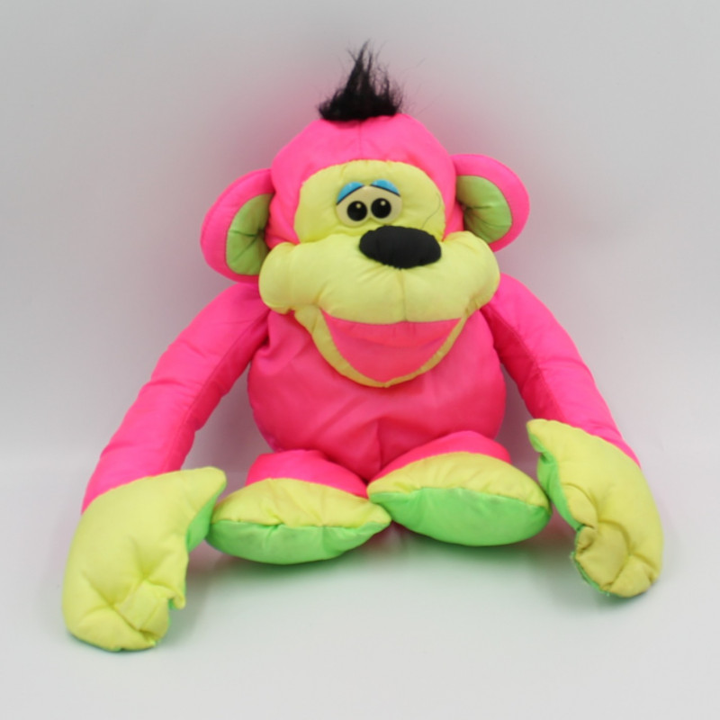 Ancienne peluche puffalump singe rose vert jaune FISHER PRICE 1994 Vintage