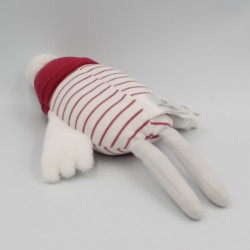 Doudou hibou chouette blanc rouge coeur TAPE A L'OEIL