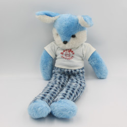 Ancienne Peluche lapin bleu blanc BOULGOM UNIVERSITY