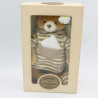 Doudou et compagnie ours beige rayé poche mouchoir Mon Doudou