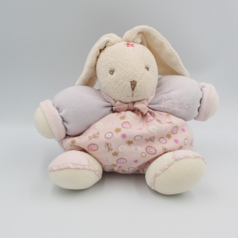 Doudou lapin rose mauve fleurs Lilirose KALOO