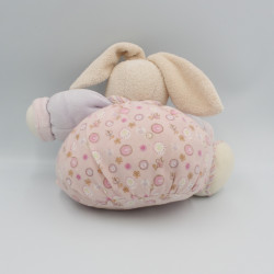 Doudou lapin rose mauve fleurs Lilirose KALOO