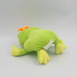 Doudou grenouille verte couronne orange CARRE BLANC