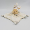 Doudou plat lapin blanc gris beige rayé MES PETITS CAILLOUX CMP