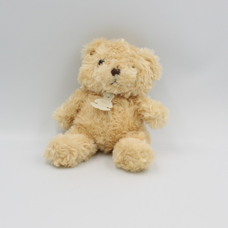 Doudou plat Bono le singe beige foulard jaune NOUKIE'S