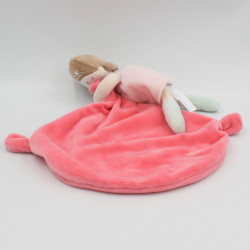 Doudou poupée rose mouchoir Cajou SUCRE D'ORGE