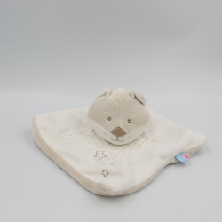 Doudou plat chat renard beige blanc étoiles SUCRE D'ORGE