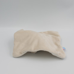 Doudou plat chat renard beige blanc étoiles SUCRE D'ORGE