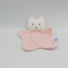 Doudou plat chat blanc rose coeurs SUCRE D'ORGE